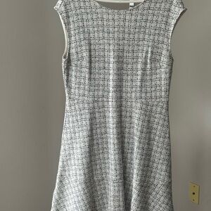 LOFT Black and White Checkered Midi Dress